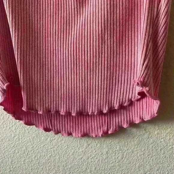 Wild Fable Pink Scoop Neck Lettuce Hem Pullover Ribbed Tank Top Size S - Picture 4 of 5